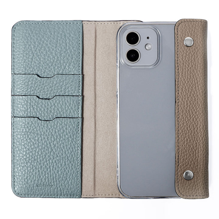Clear case genuine leather Italian shrink leather with half pocket cover back case Galaxy series