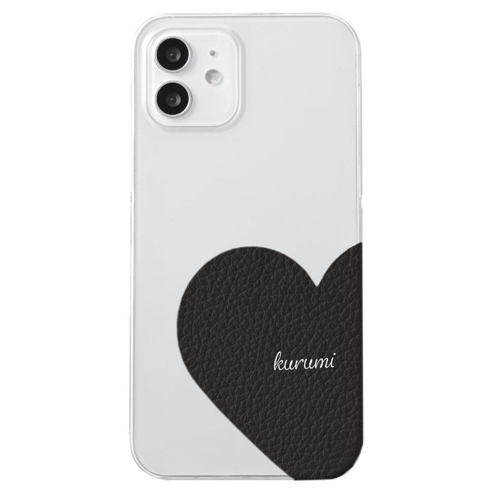 Étui transparent cuir véritable 32 couleurs cuir italien grainé cuir découpé motif nom imprimé coque arrière série iPhone