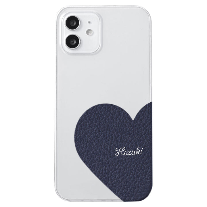 Clear case genuine leather 32 colors Italian shrink leather motif cut leather printed name back case Galaxy series