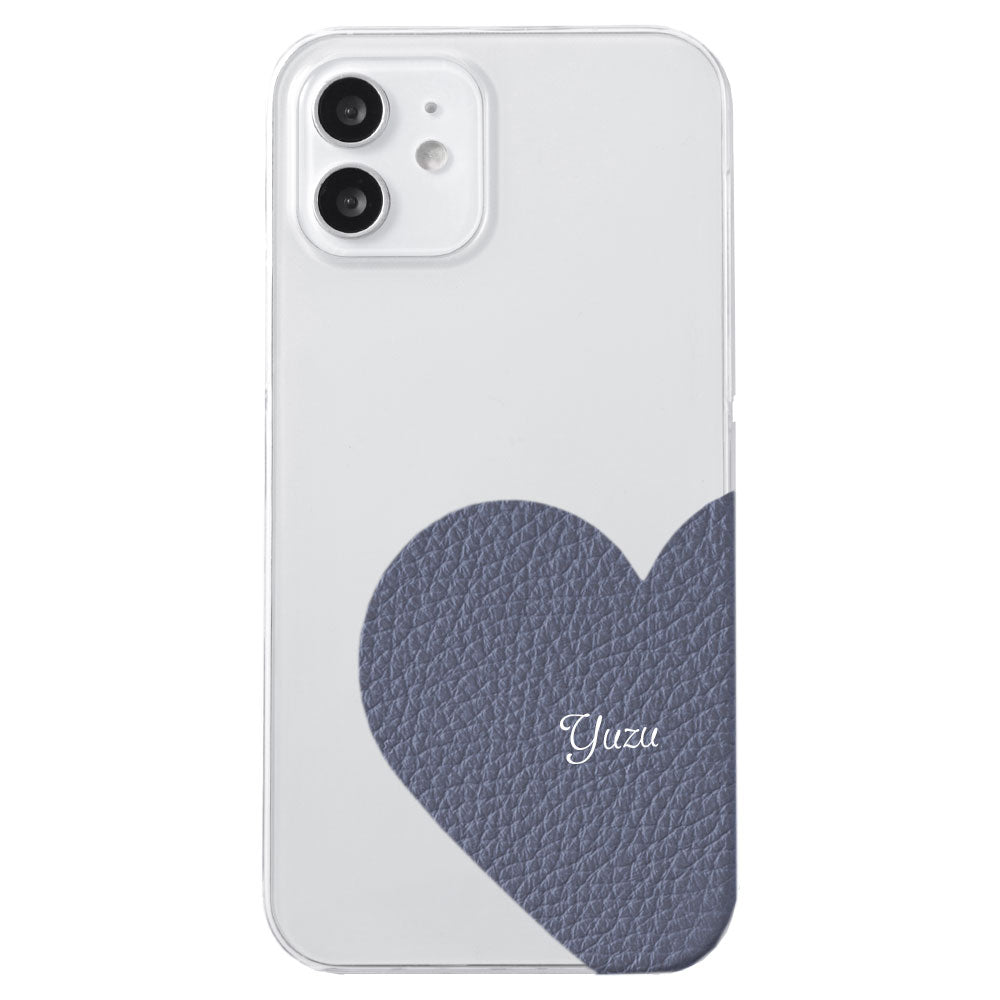 Clear case genuine leather 32 colors Italian shrink leather motif cut leather printed name back case AQUOS series