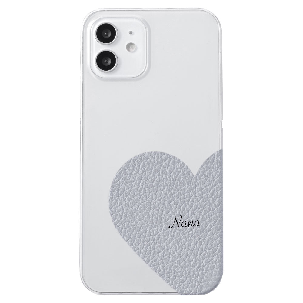 Clear case genuine leather 32 colors Italian shrink leather motif cut leather printed name back case Galaxy series