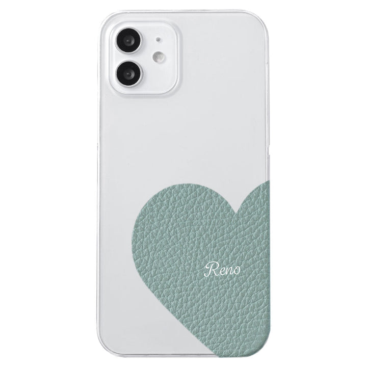 Clear case genuine leather 32 colors Italian shrink leather motif cut leather printed name back case Galaxy series