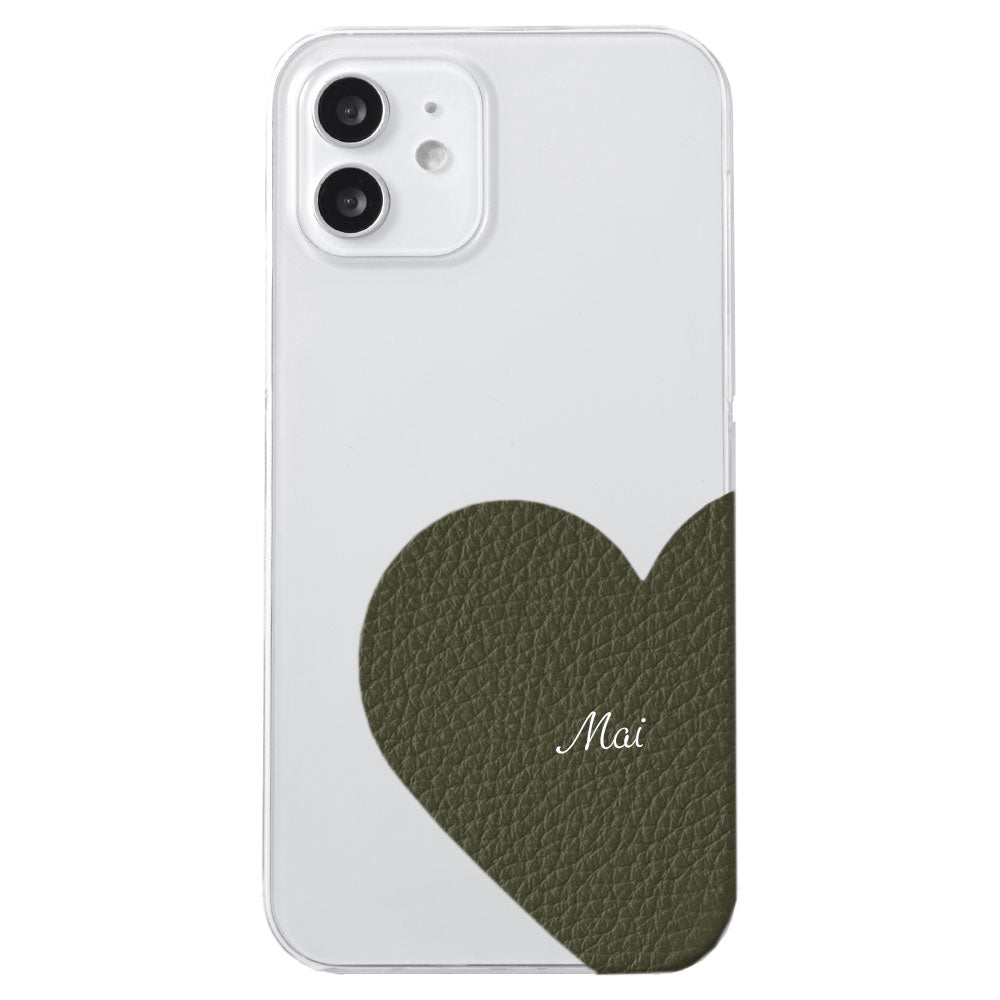 Étui transparent cuir véritable 32 couleurs cuir italien grainé cuir découpé motif nom imprimé coque arrière série iPhone