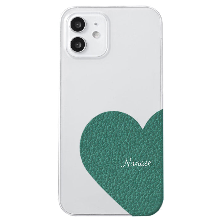 Étui transparent cuir véritable 32 couleurs cuir italien grainé cuir découpé motif nom imprimé coque arrière série iPhone