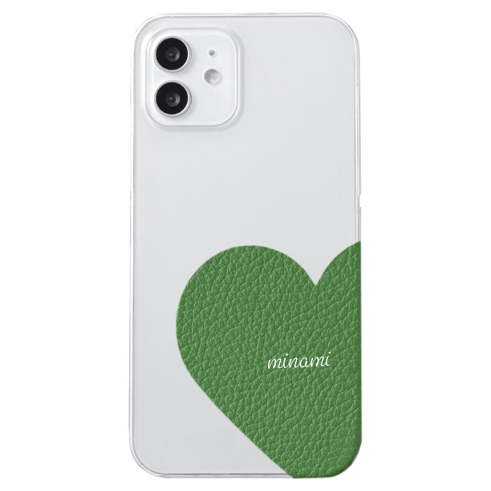 Clear case genuine leather 32 colors Italian shrink leather motif cut leather printed name back case AQUOS series