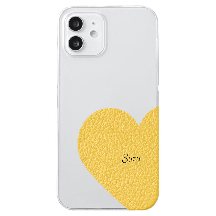 Clear case genuine leather 32 colors Italian shrink leather motif cut leather printed name back case AQUOS series