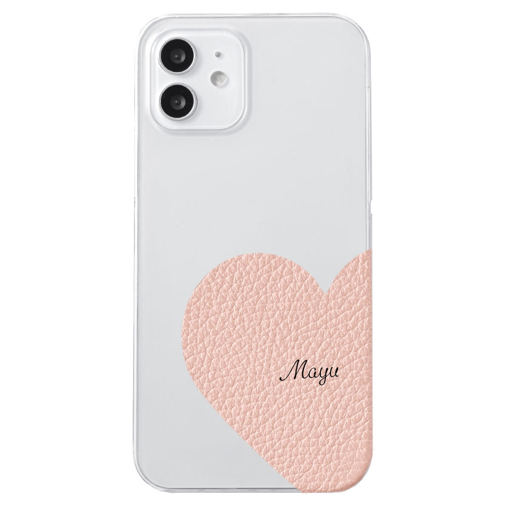 Clear case genuine leather 32 colors Italian shrink leather motif cut leather printed name back case Galaxy series