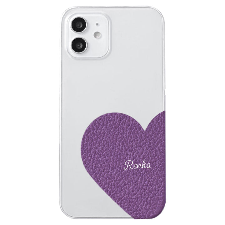 Clear case genuine leather 32 colors Italian shrink leather motif cut leather printed name back case Galaxy series