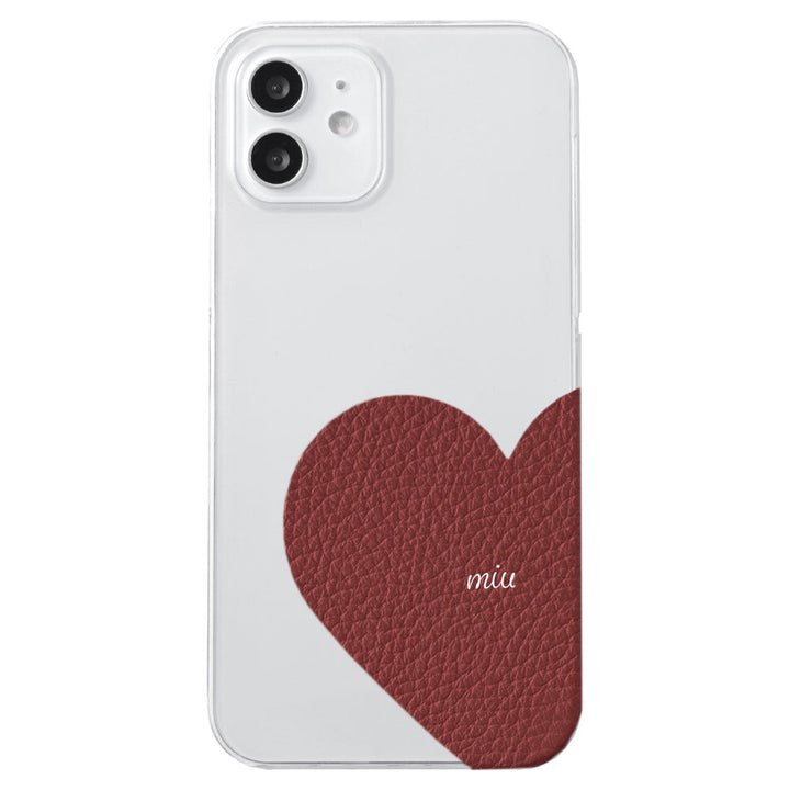 Clear case genuine leather 32 colors Italian shrink leather motif cut leather printed name back case AQUOS series