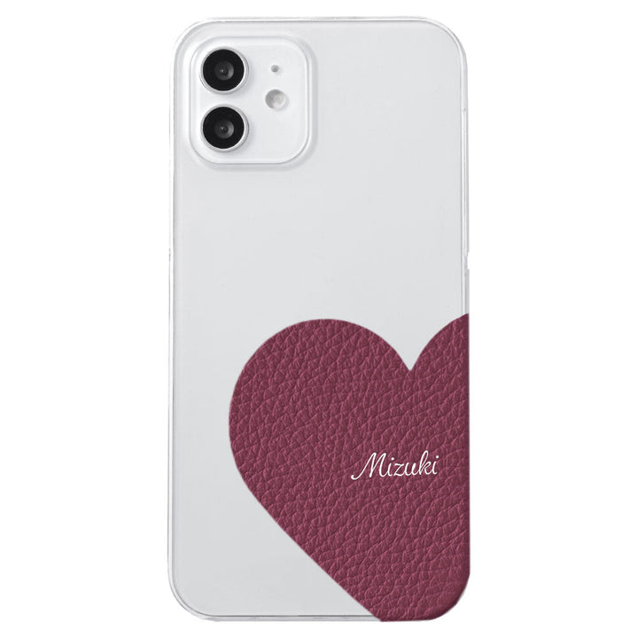 Clear case genuine leather 32 colors Italian shrink leather motif cut leather printed name back case AQUOS series