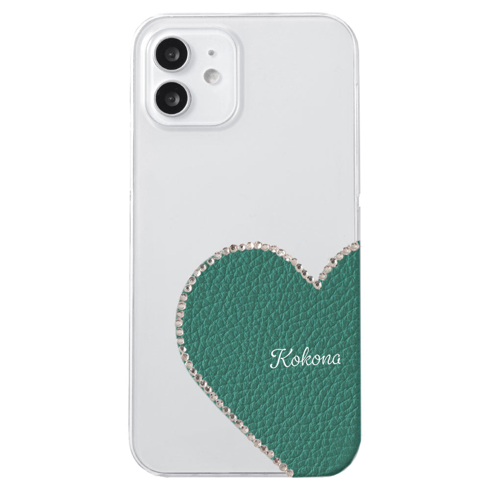 Coque transparente en cuir véritable 32 couleurs cuir italien grainé découpe motif cuir nom imprimé décoration pierre coque arrière série iPhone