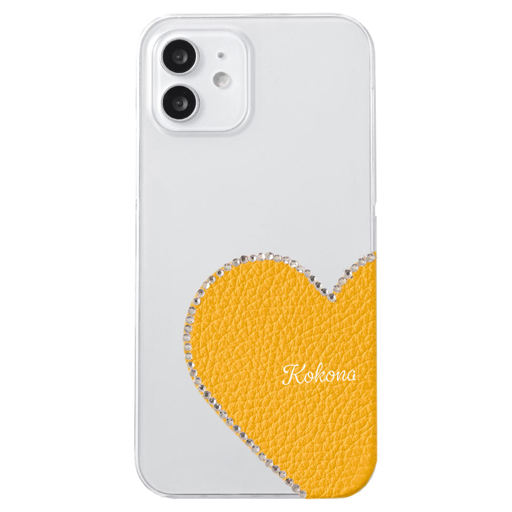 Coque transparente en cuir véritable 32 couleurs cuir italien grainé découpe motif cuir nom imprimé décoration pierre coque arrière série iPhone