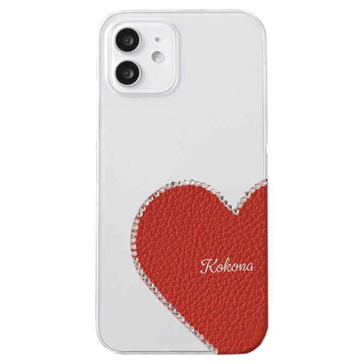 Coque transparente en cuir véritable 32 couleurs cuir italien grainé découpe motif cuir nom imprimé décoration pierre coque arrière série iPhone