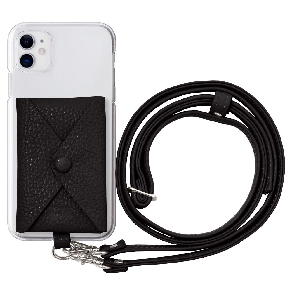 Clear case genuine leather 32 colors Italian shrink leather with pocket & shoulder strap back case AQUOS series