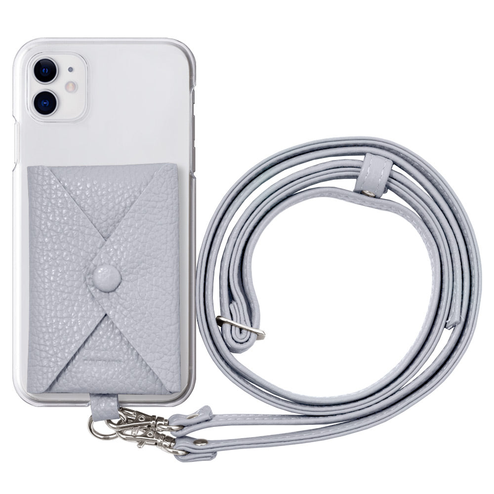 Coque transparente cuir véritable 32 couleurs cuir italien grainé avec poche & bandoulière coque arrière