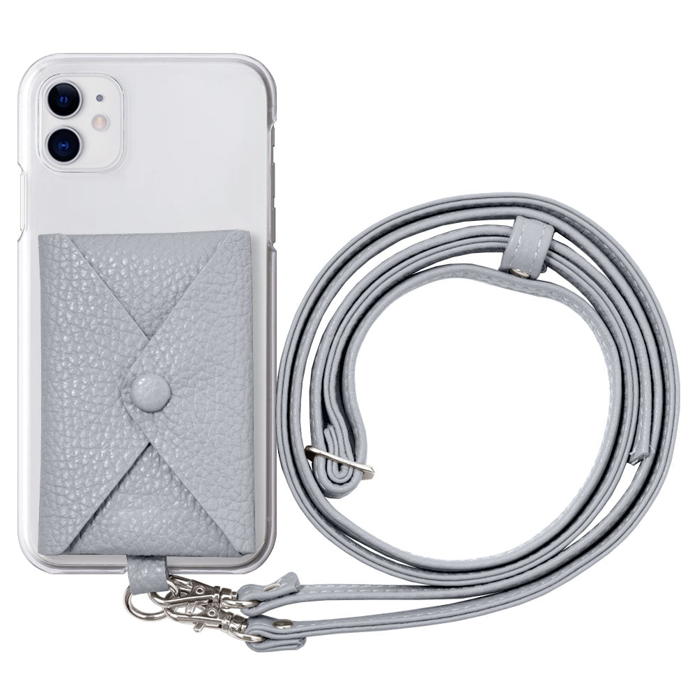 Étui transparent en cuir véritable 32 couleurs cuir italien grainé avec poche et bandoulière étui arrière série Galaxy