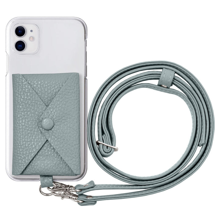 Étui transparent en cuir véritable 32 couleurs cuir italien grainé avec poche et bandoulière étui arrière pour série iPhone