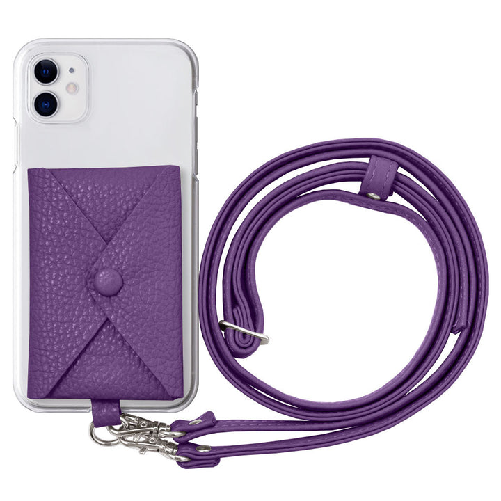 Étui transparent en cuir véritable 32 couleurs cuir italien grainé avec poche et bandoulière étui arrière pour série iPhone