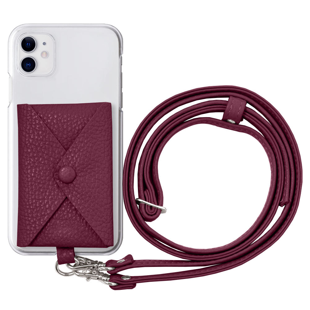 Étui transparent en cuir véritable 32 couleurs cuir italien grainé avec poche et bandoulière étui arrière pour série iPhone