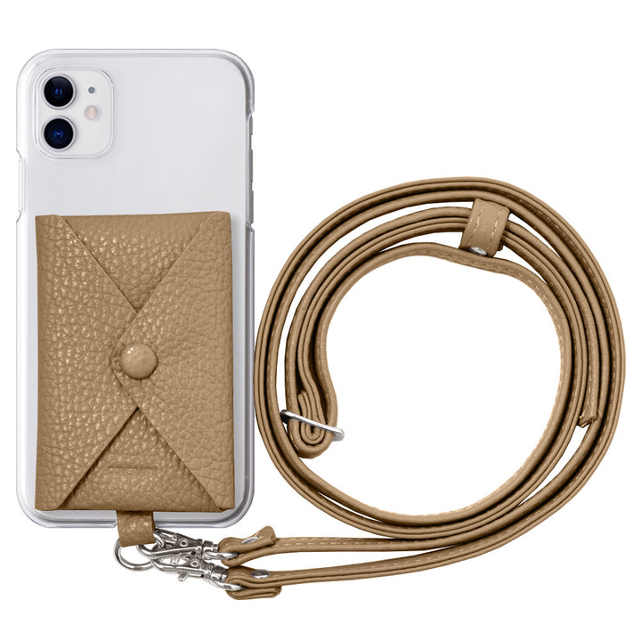 Coque transparente cuir véritable 32 couleurs cuir italien grainé avec poche & bandoulière coque arrière