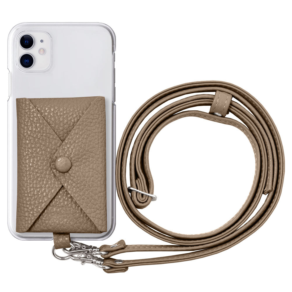 Étui transparent en cuir véritable 32 couleurs cuir italien grainé avec poche et bandoulière étui arrière pour série iPhone