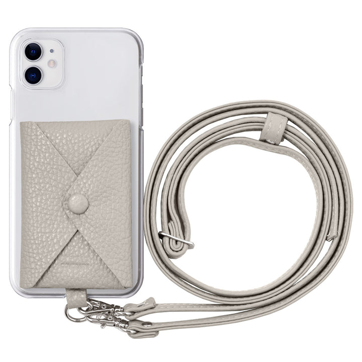 Coque transparente cuir véritable 32 couleurs cuir italien grainé avec poche & bandoulière coque arrière