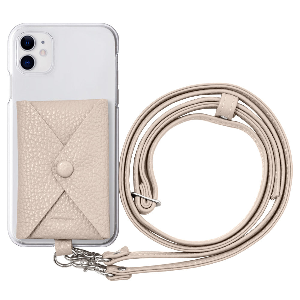 Coque transparente cuir véritable 32 couleurs cuir italien grainé avec poche & bandoulière coque arrière