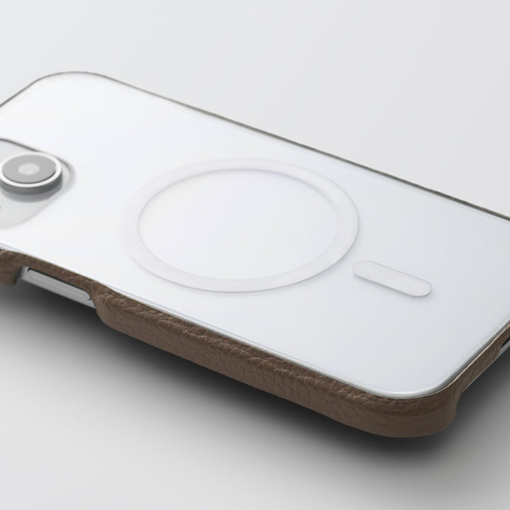 Genuine leather, 32 colors, Italian pebbled leather, MagSafe-compatible, shock-absorbing clear case