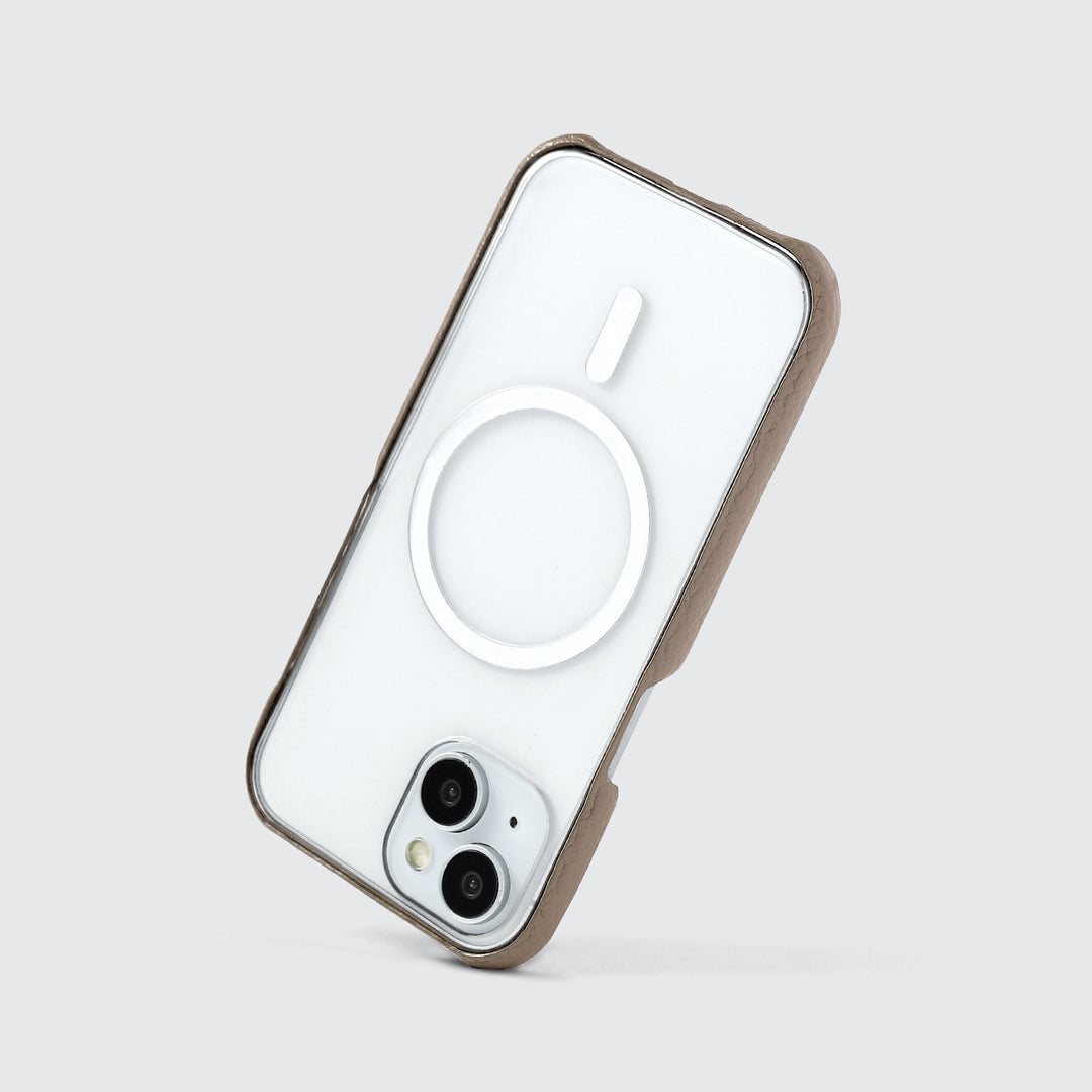 Genuine leather, 32 colors, Italian pebbled leather, MagSafe-compatible, shock-absorbing clear case