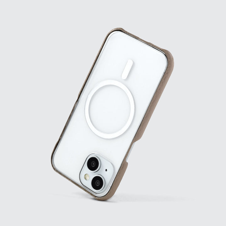 Genuine leather, 32 colors, Italian pebbled leather, MagSafe-compatible, shock-absorbing clear case