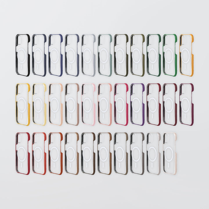 Genuine leather, 32 colors, Italian pebbled leather, MagSafe-compatible, shock-absorbing clear case