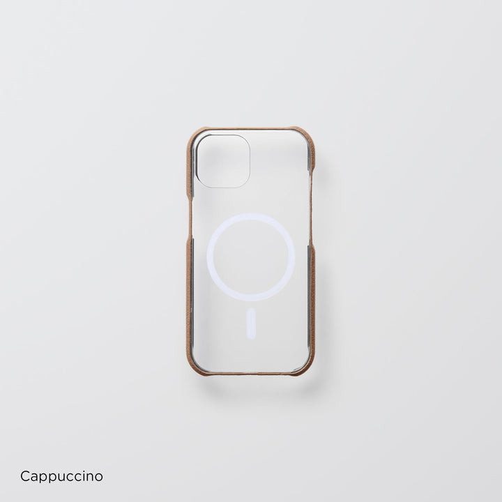 Genuine leather, 32 colors, Italian pebbled leather, MagSafe-compatible, shock-absorbing clear case