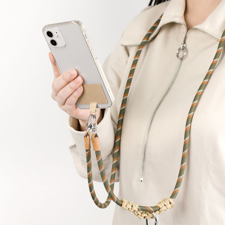 Étui transparent cuir véritable 32 couleurs cuir italien grainé ensemble porte-cartes & sangle d'épaule corde 8mm avec étui arrière