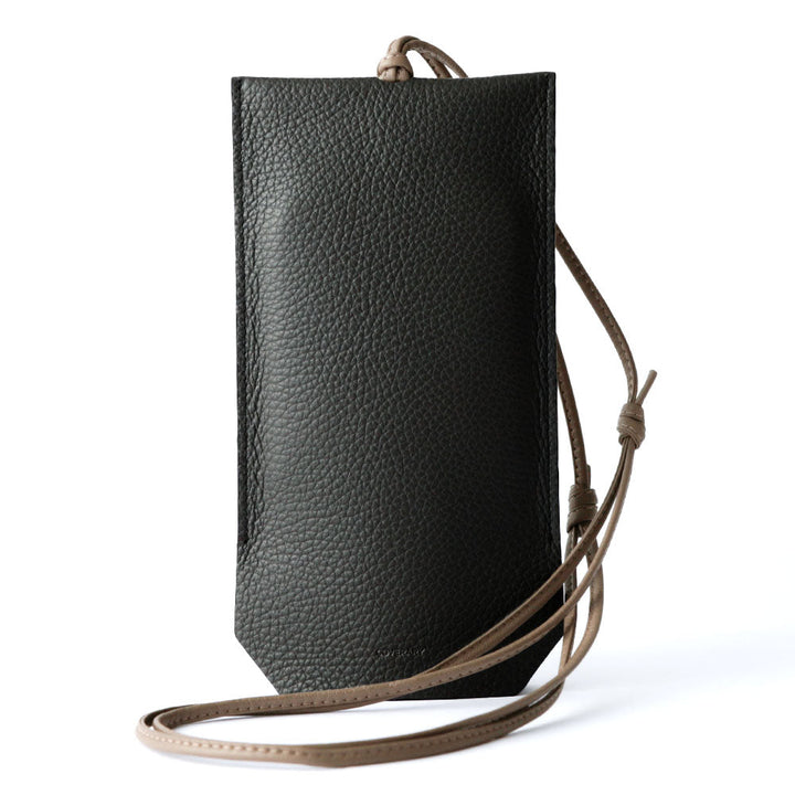 Clear case genuine leather Italian shrink leather with crochet-style smartphone pouch attached back case Google Pixel series