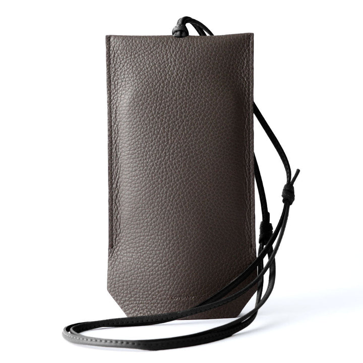 Clear case genuine leather Italian shrink leather with clochette-style smartphone pouch back case AQUOS series