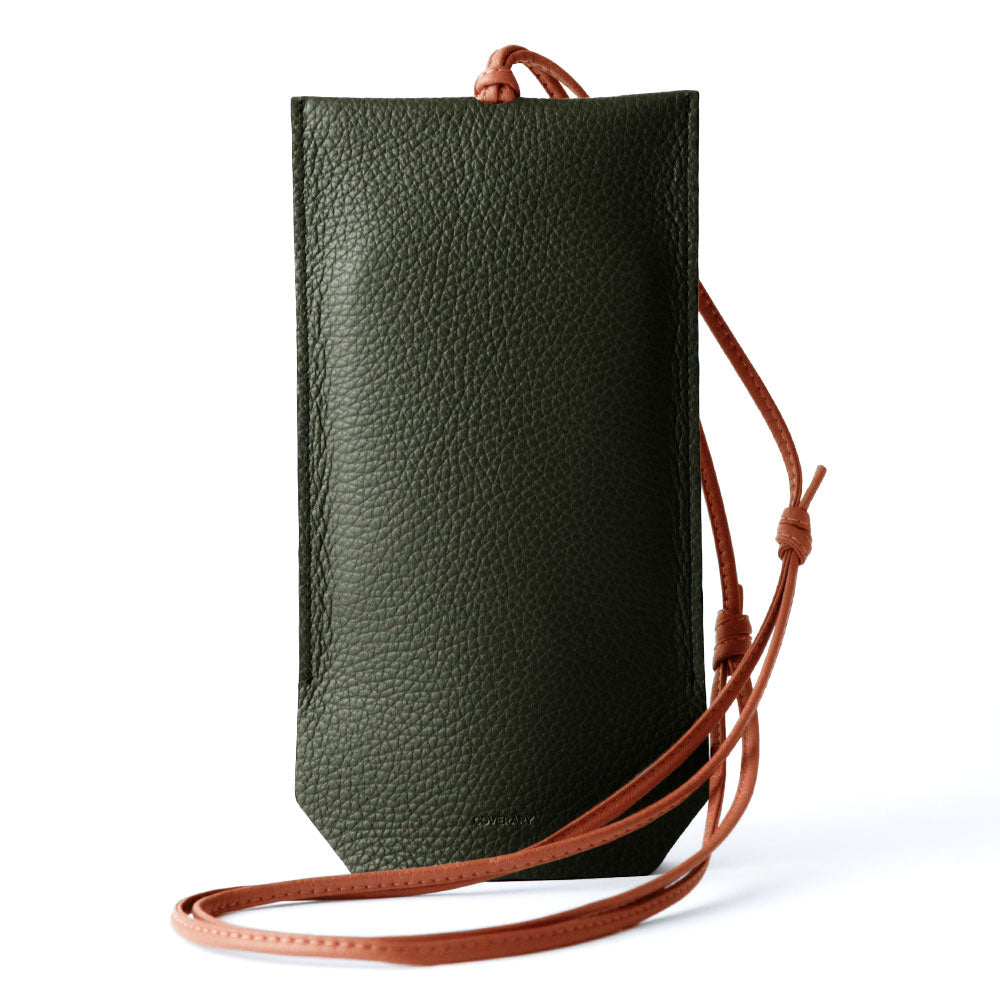 Clear case genuine leather Italian shrink leather with clochette-style smartphone pouch back case AQUOS series