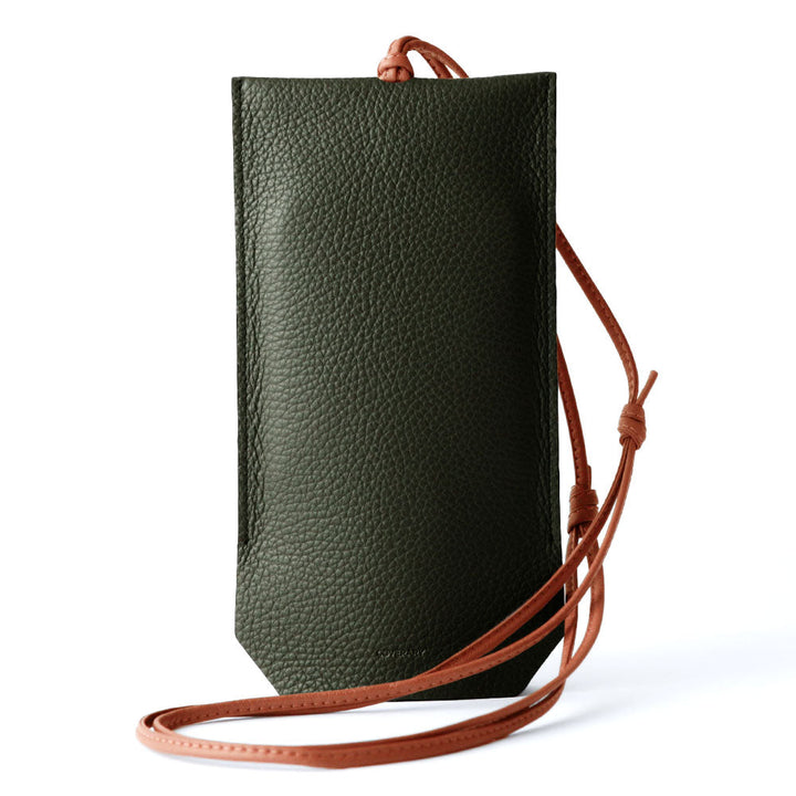 Clear case genuine leather Italian shrink leather with clochette-style smartphone pouch back case AQUOS series