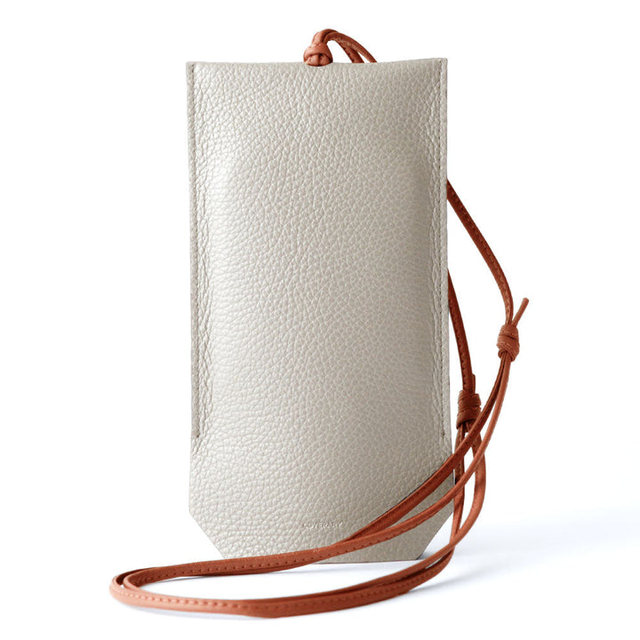 Clear case genuine leather Italian shrink leather with clochette-style smartphone pouch back case AQUOS series