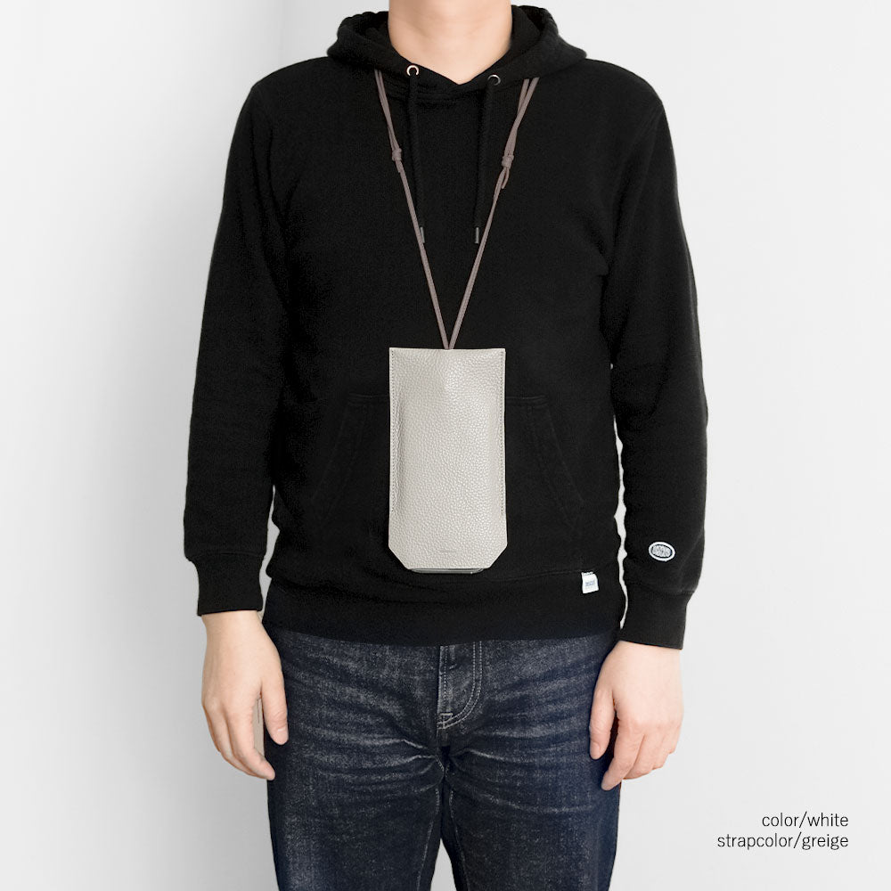 Clear case genuine leather Italian shrink leather with clochette-style smartphone pouch back case AQUOS series