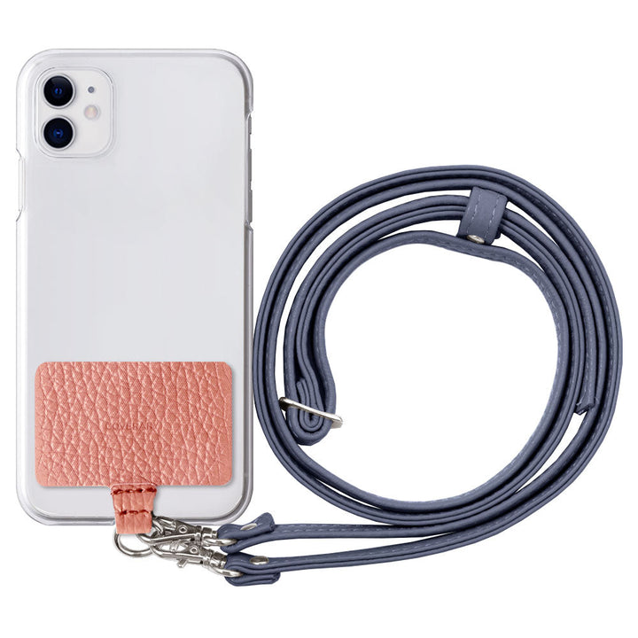 Clear case genuine leather 32 colors Italian shrink leather holder set & shoulder strap included back case iPhone series