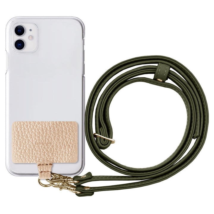 Clear case genuine leather 32 colors Italian shrink leather holder set & shoulder strap included back case iPhone series