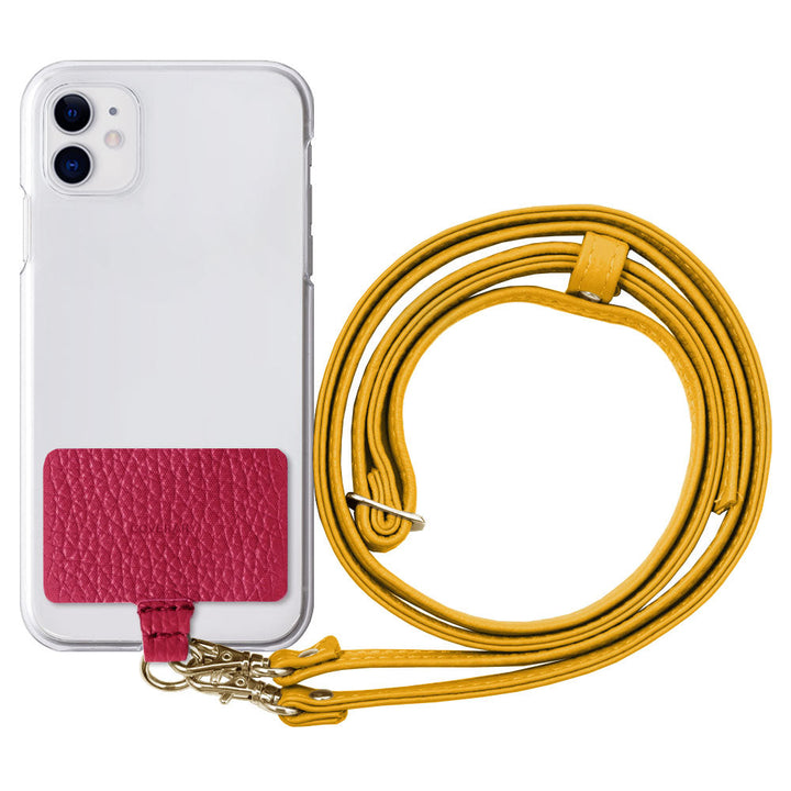 Clear case genuine leather 32 colors Italian shrink leather holder set & shoulder strap included back case iPhone series