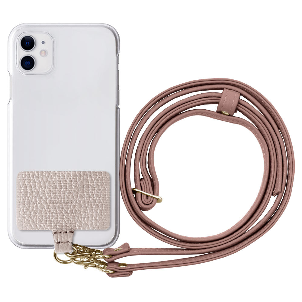 Clear case genuine leather 32 colors Italian shrink leather holder set & shoulder strap included back case