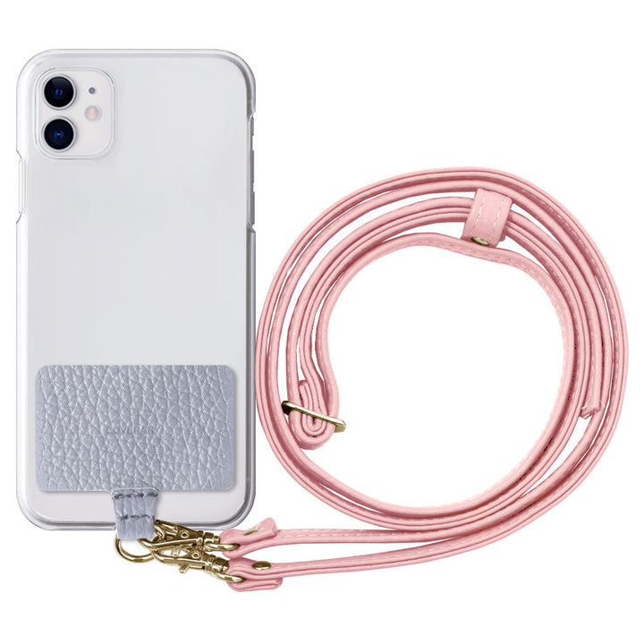 Clear case genuine leather 32 colors Italian shrink leather holder set & shoulder strap included back case iPhone series