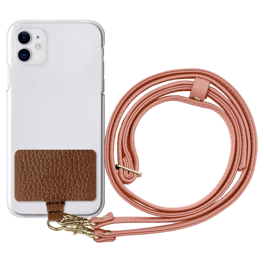 クリアケース 本革 32色 イタリアンシュリンクレザー ホルダーセット＆ショルダーストラップ付き 背面ケース Xperiaシリーズ