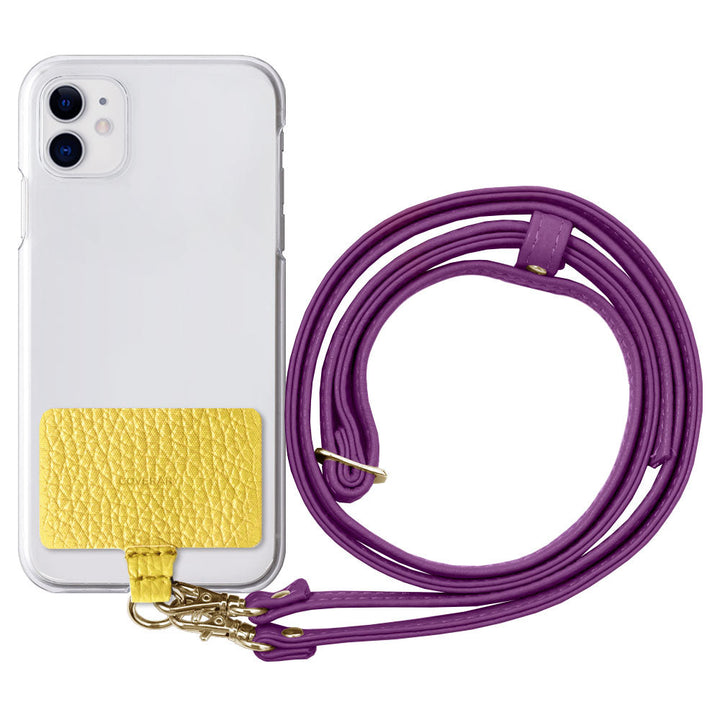 Clear case genuine leather 32 colors Italian shrink leather holder set & shoulder strap included back case iPhone series