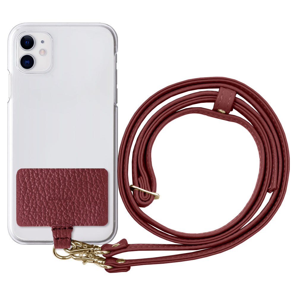 Clear case genuine leather 32 colors Italian shrink leather holder set & shoulder strap included back case iPhone series