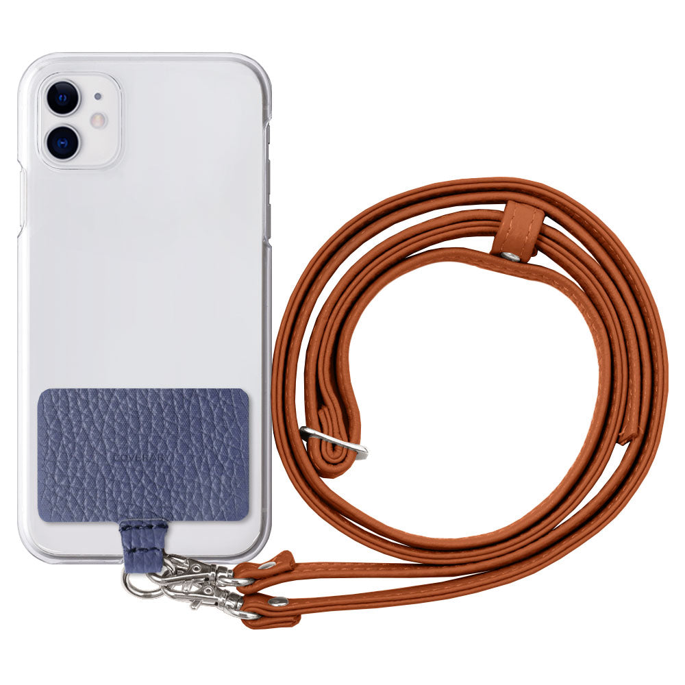 Clear case genuine leather 32 colors Italian shrink leather holder set & shoulder strap included back case Google Pixel series