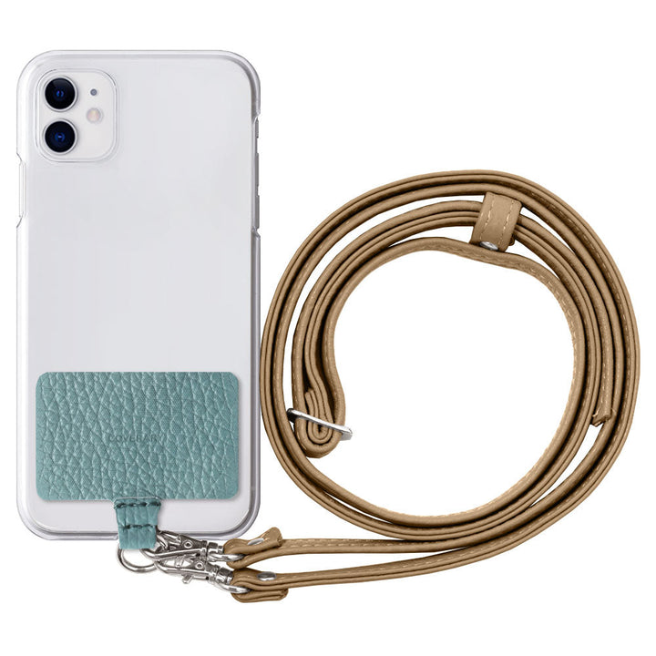 Clear case genuine leather 32 colors Italian shrink leather holder set & shoulder strap included back case Google Pixel series