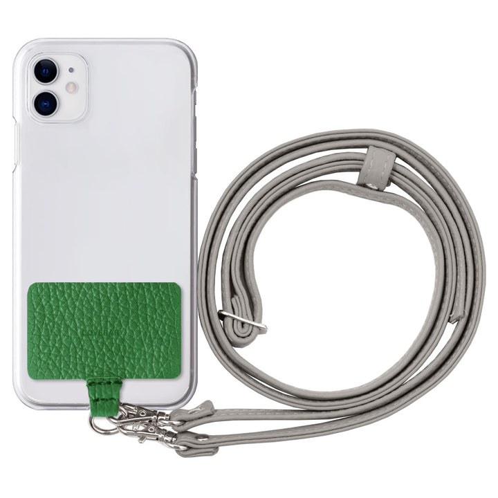 Clear case genuine leather 32 colors Italian shrink leather holder set & shoulder strap included back case